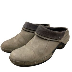 Merrell Drizzle Slip On taupe leather Clogs with studs details Size 8.5 J56086